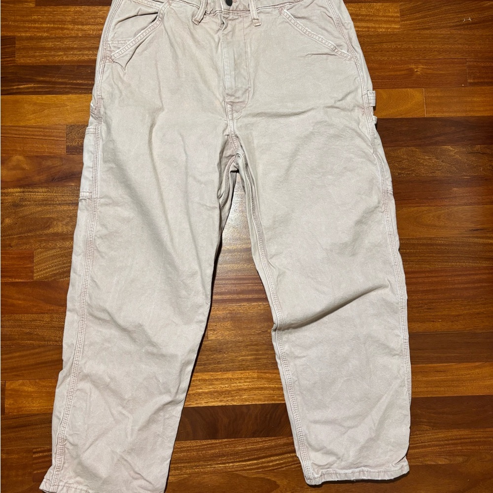 American Eagle Outfitters Cream Cargo Pants Straight Leg